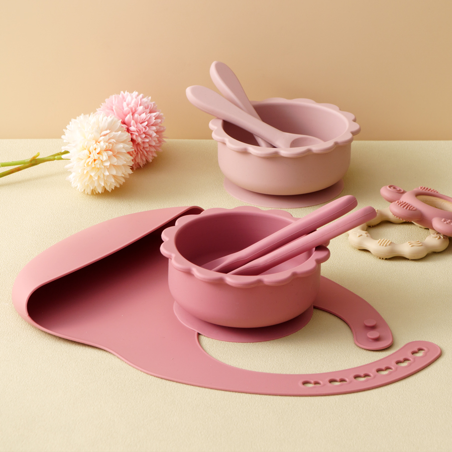 Baby Food Pouches - 4PCS Baby Silicone Tableware Set Soft