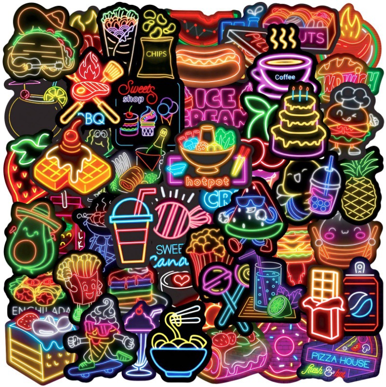 Baby Food Toy - 50Pcs Funny Cute Neon Food Cartoon