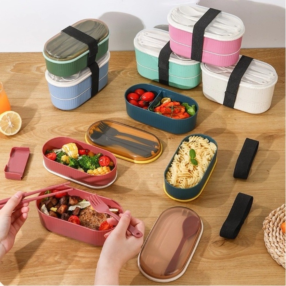 Portable Double Layer Lunch Bo - Weaning Spoon Set recension och pris