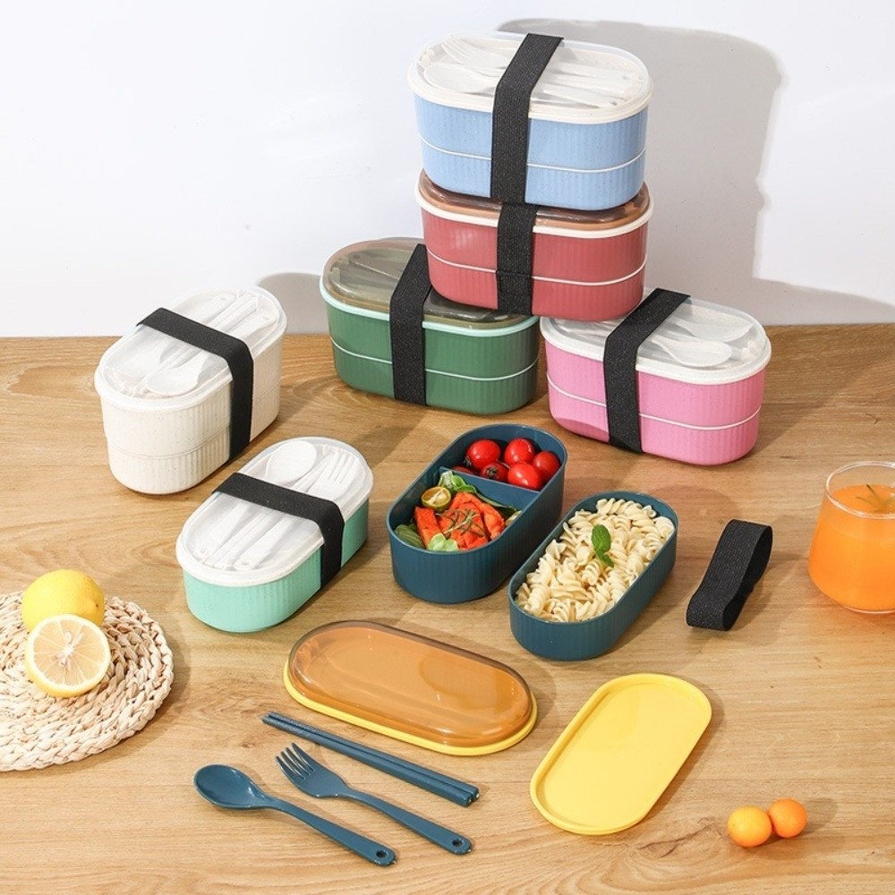 Portable Double Layer Lunch Bo - Weaning Spoon Set recension och pris