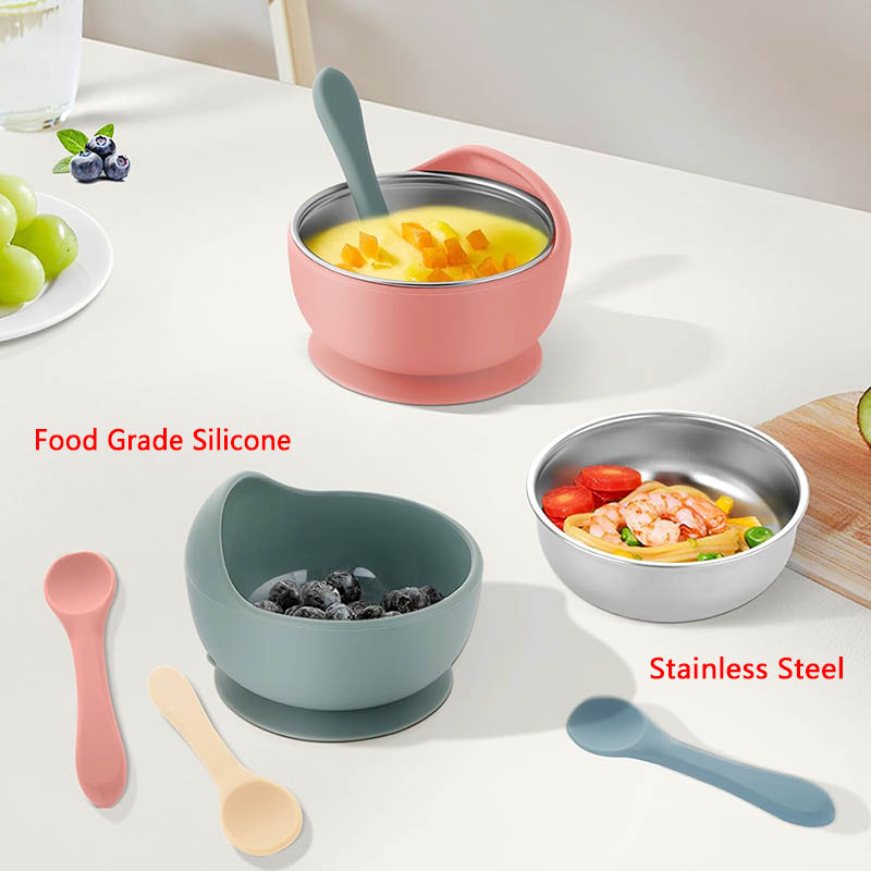 3Pcs Set Baby Feeding Bowl Wit - Weaning Spoon Set recension och pris