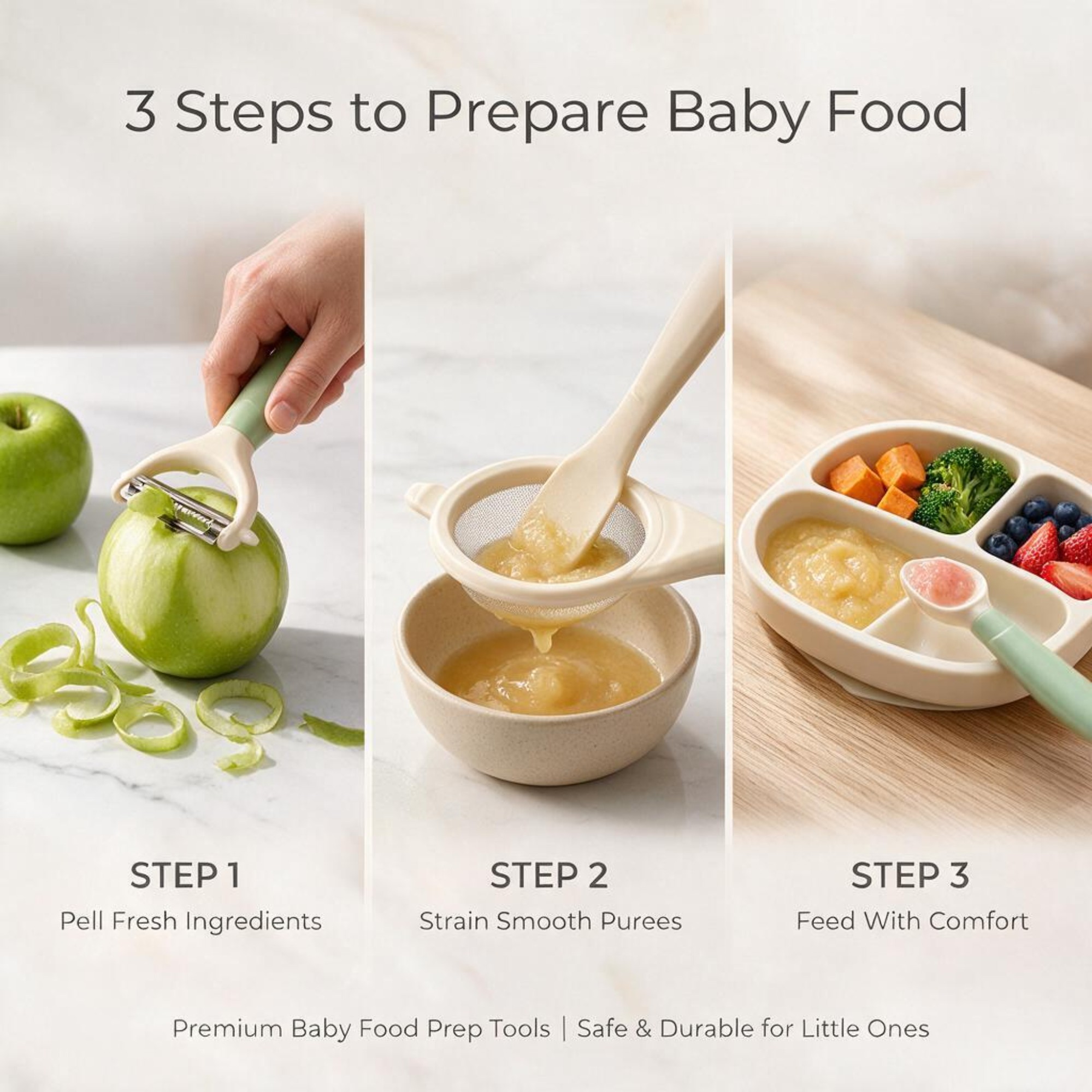 3PCS Baby Food Preparation Kit - Baby Food Strainer recension och pris