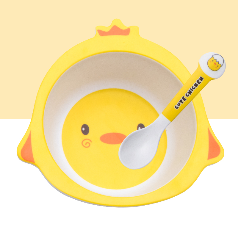 Cute Cartoon Chicken Bamboo Fi - Weaning Spoon Set recension och pris