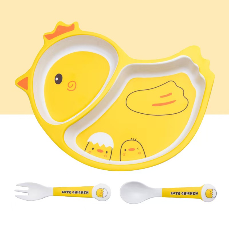 Cute Cartoon Chicken Bamboo Fi - Weaning Spoon Set recension och pris