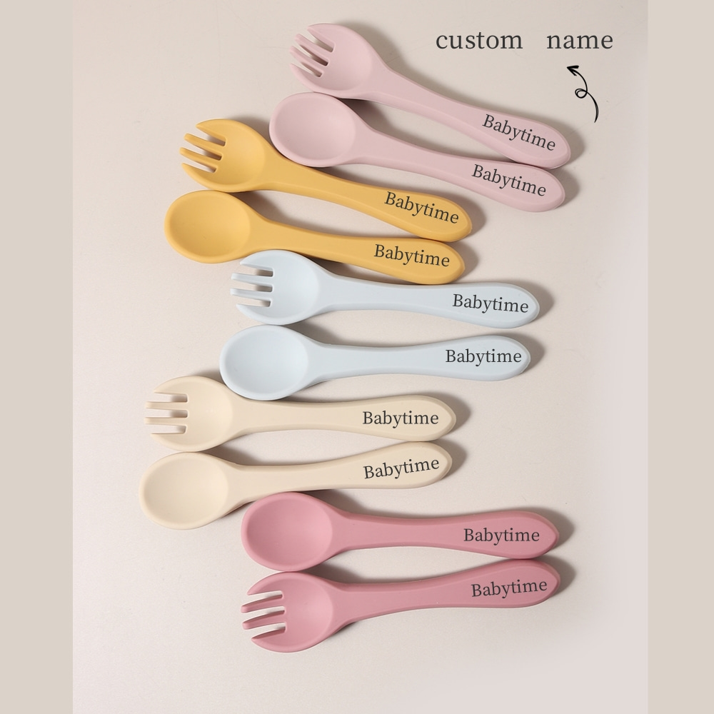 Custom Name 1 Pair Silicone Sp - Weaning Spoon Set recension och pris