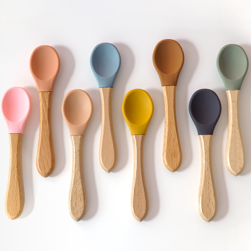 Feeding Wooden Handle Silicone - Baby Food Eating recension och pris