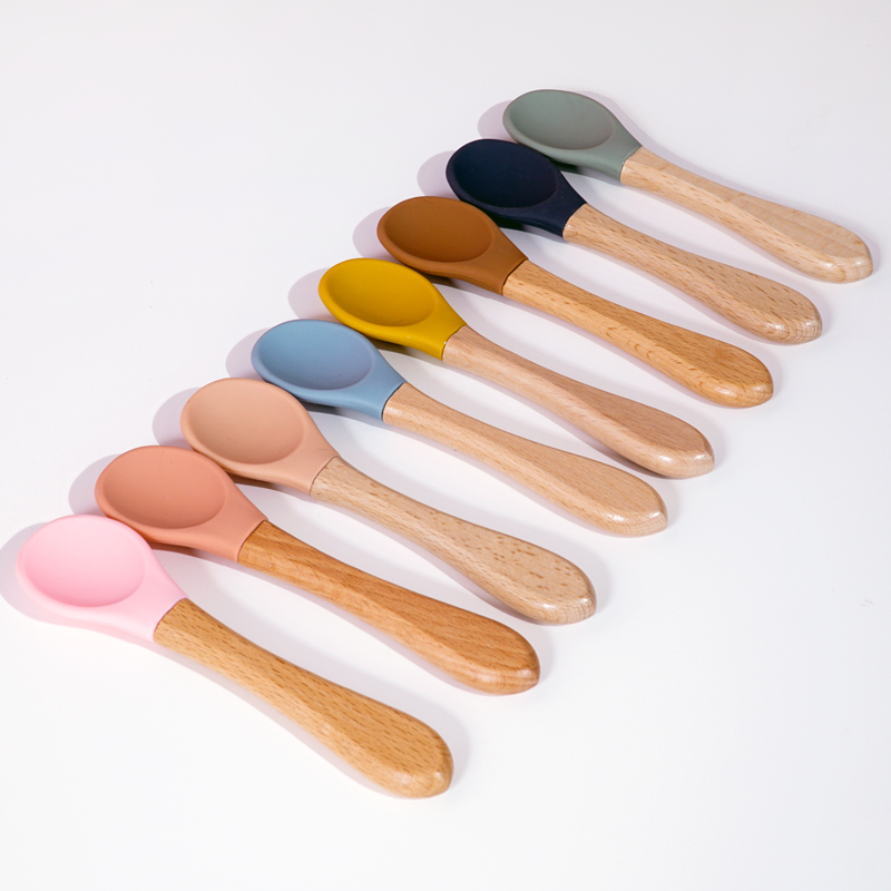 Feeding Wooden Handle Silicone - Baby Food Eating recension och pris