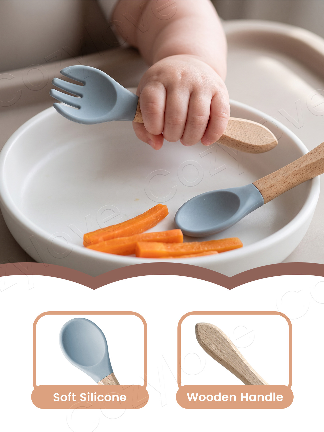 Baby Silicone Fork Spoon Set,  - Baby Food Eating recension och pris