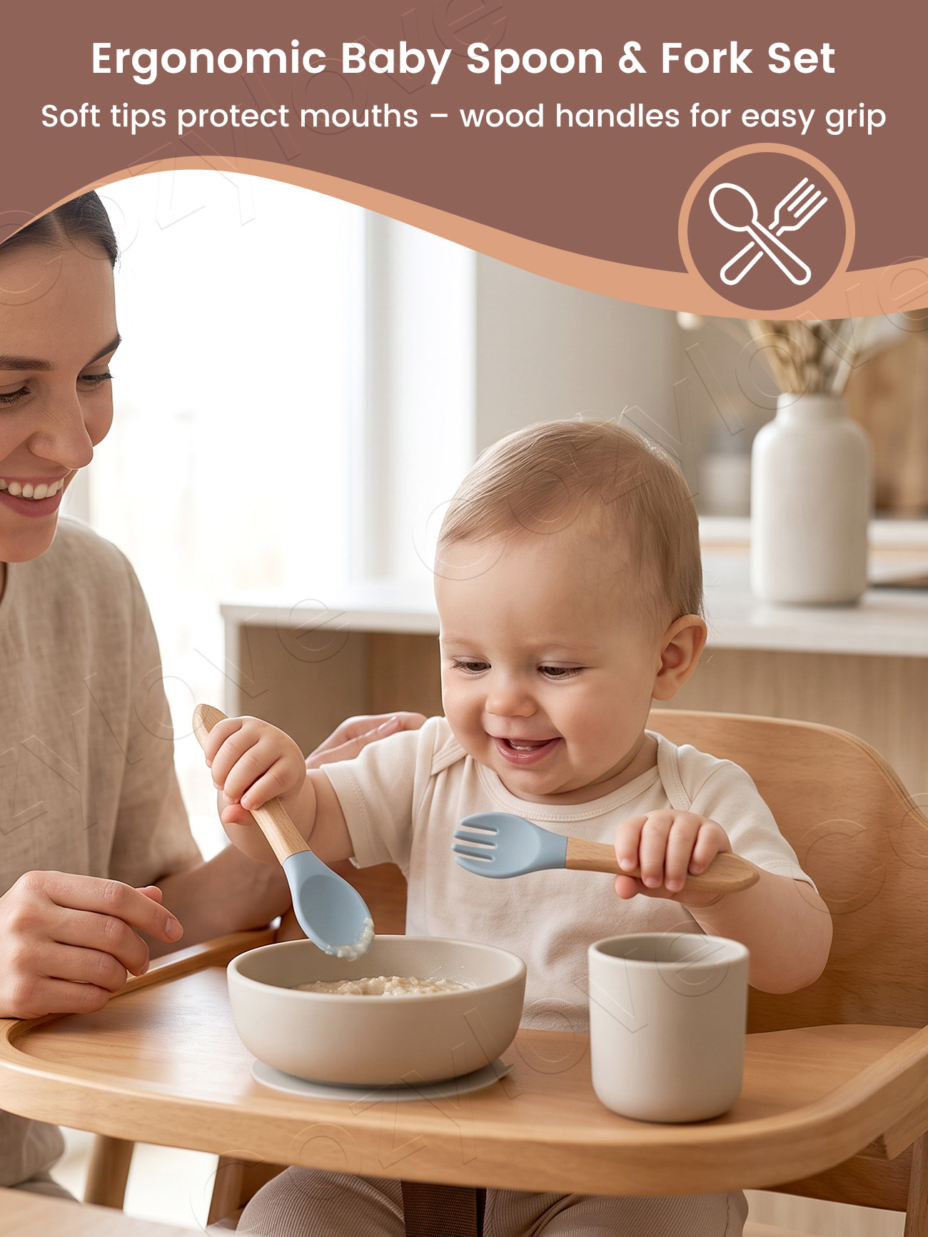 Baby Silicone Fork Spoon Set,  - Baby Food Eating recension och pris